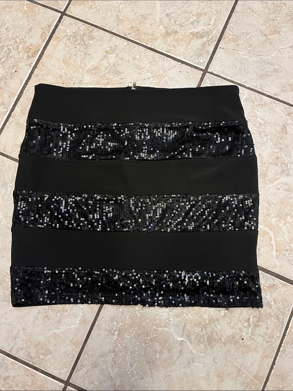 Forever 21 Black Sequin Band Mini Skirt